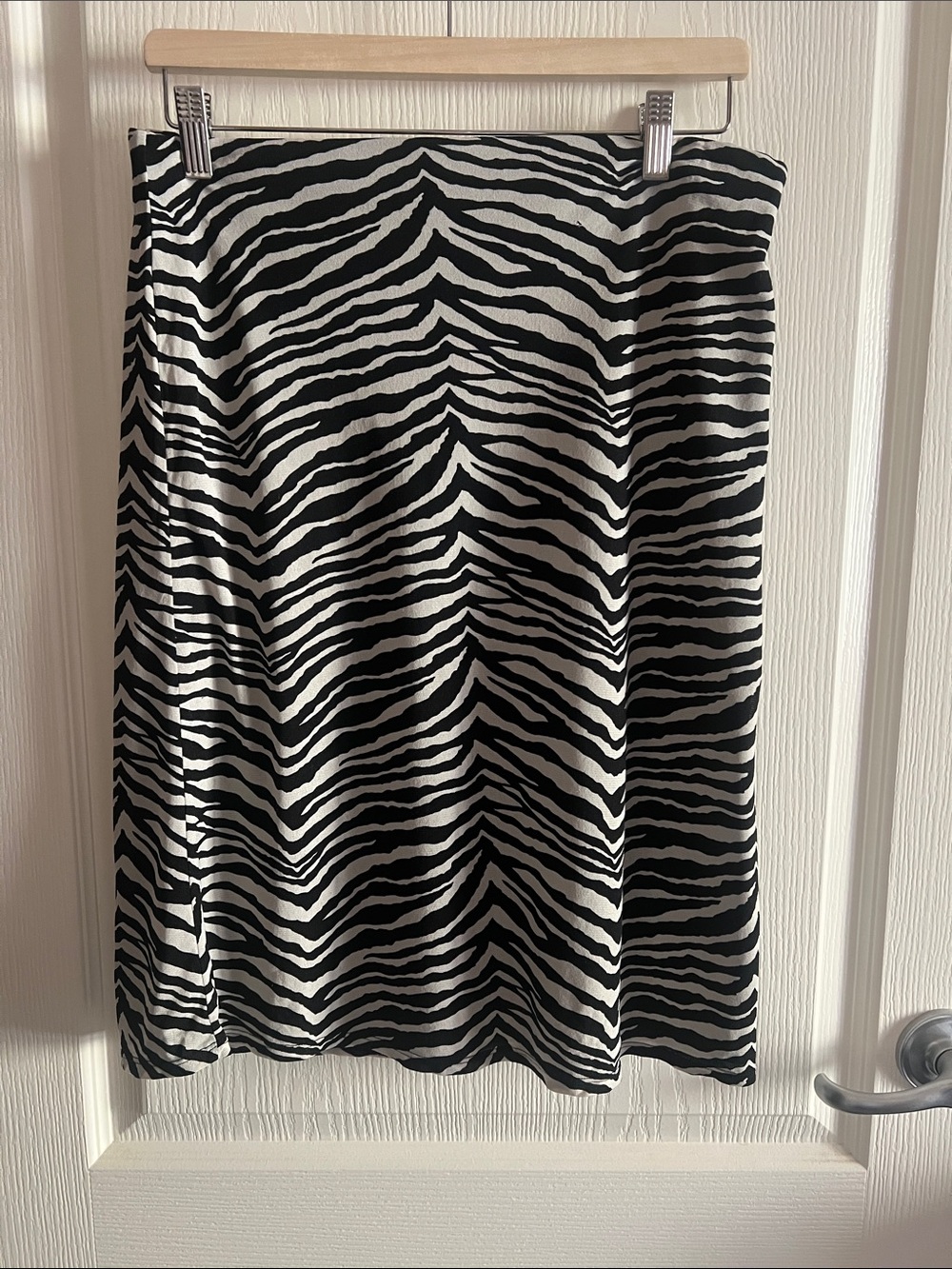 Mexx Black and White Zebra-Print Midi Skirt